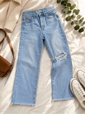 Madewell The Perfect Vintage Jean – Distressed Straight Leg Jeans. Size 27. EC